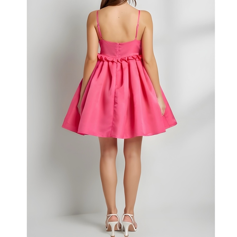 SELKIE The Rosebud Ruffled Organza Mini Dress, Cali Pink, 2X - Picture 6 of 12